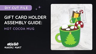 Hot Cocoa Gift Card Holder SVG Cut File | DIY Christmas Gift Card Holder Template SVG
