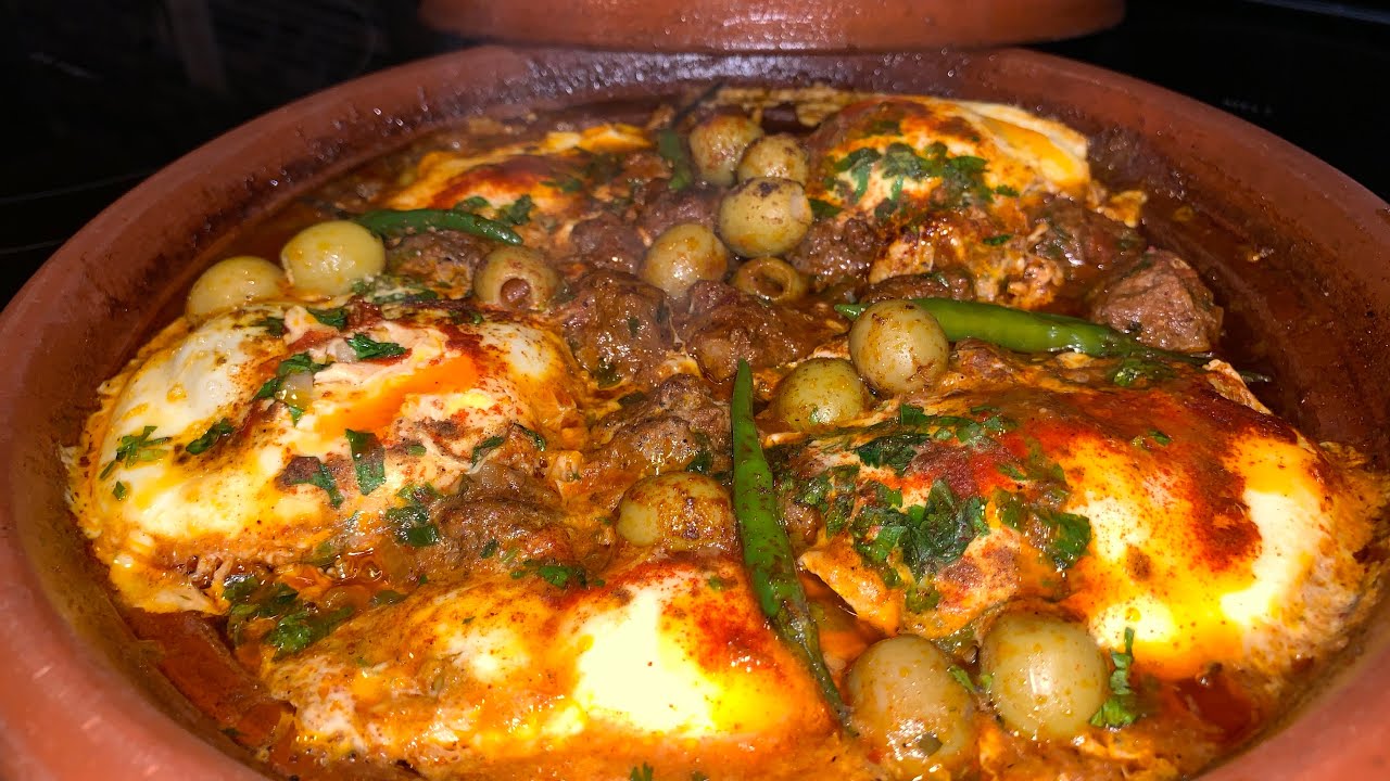 الذ طجين بالكفته ومطيشة والبيض delicious Moroccan tajin with ground