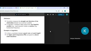 CLN 751: Quantitative Methods in Linguistics (Lecture 4 - Correlation and Regression Analysis)