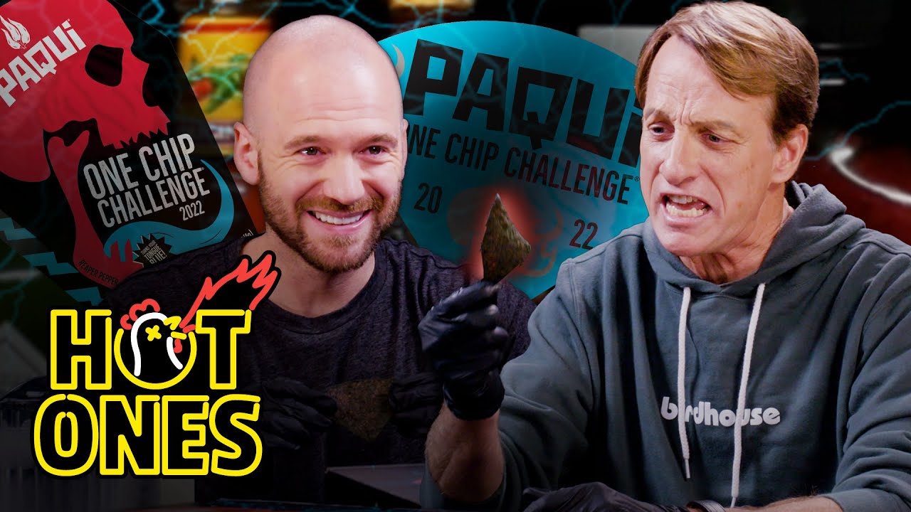 Tony Hawk and Sean Evans Take on the Paqui One Chip Challenge | Hot Ones | First We Feast