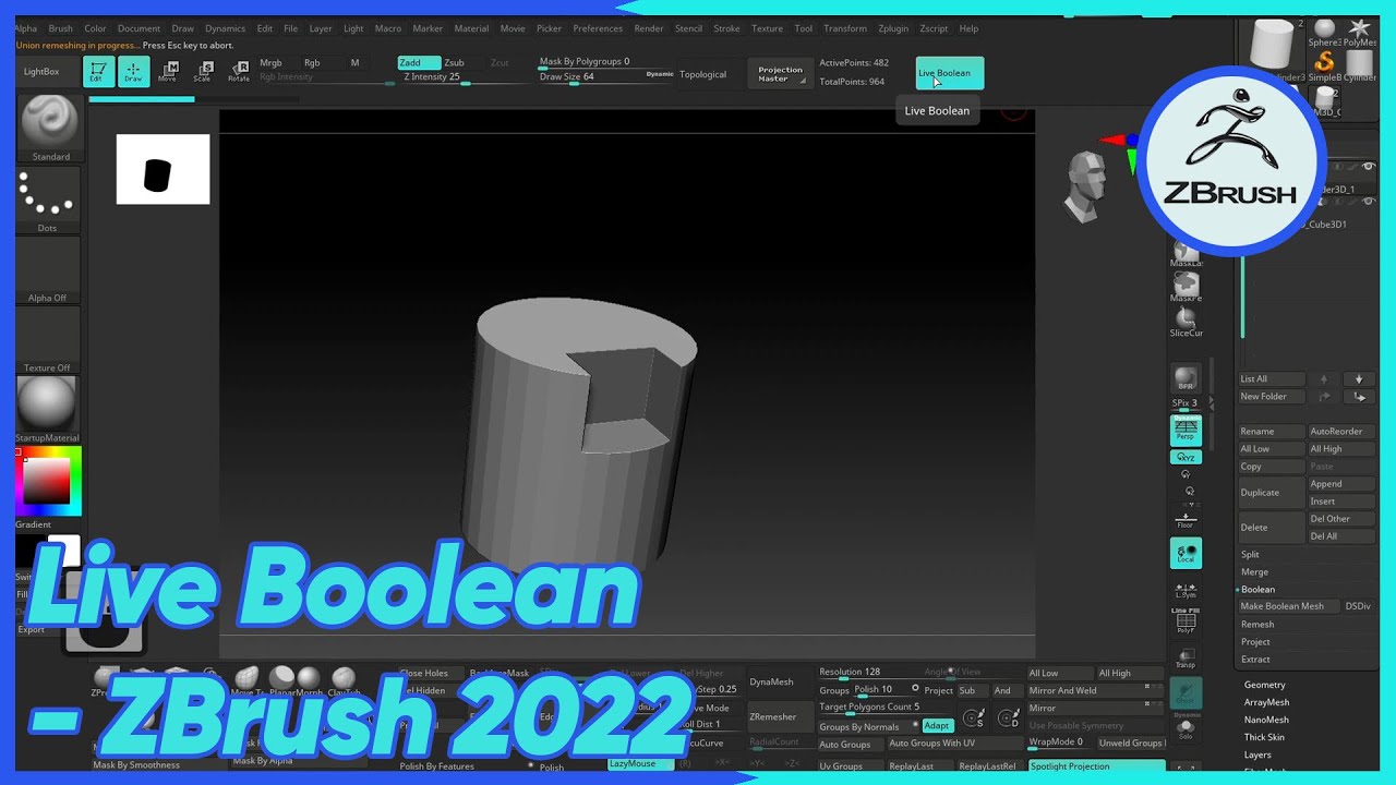 live boolien zbrush