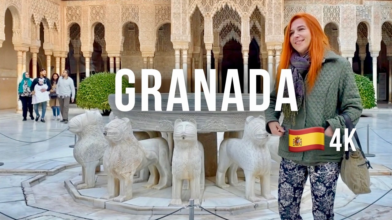 Alhambra en 4K 🇪🇸 Del Palacio de Carlos V al Patio de los Leones | Bajando a Plaza Nueva