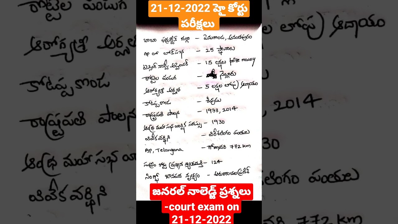 21-12-2022 high court exam gk bits ||