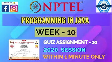 Programming in Java - NPTEL || WEEK 10 QUIZ ASSIGNMENT SOLUTION ||