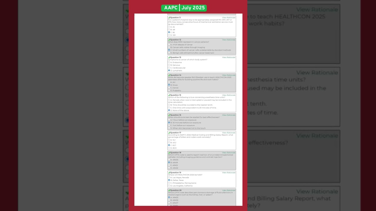 July 2025 AAPC Magazine Test | Q&A for Free CEUs | CPC CEU Quiz Answers