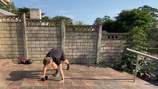 Push-up dumbbell pull through