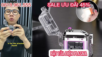 Bật lửa điện plasma tích hợp đèn pin chống gió, chống nước
