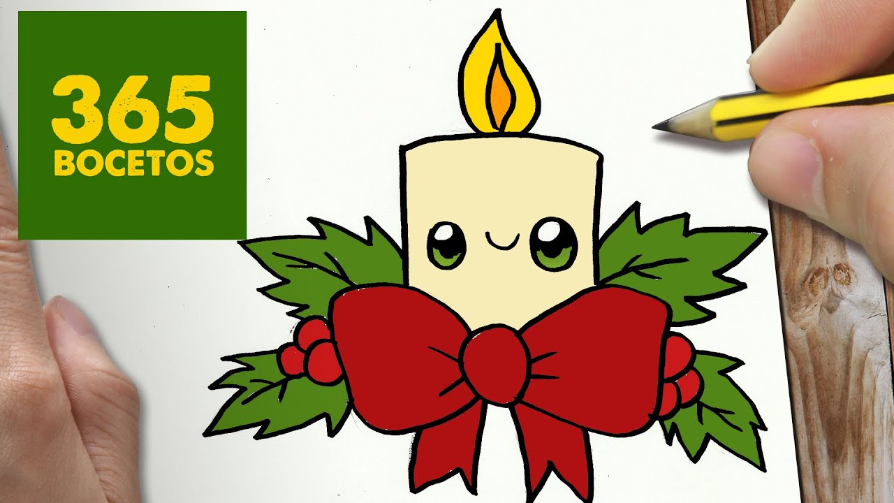 COMO DIBUJAR UNA VELA PARA NAVIDAD PASO A PASO: Dibujos kawaii navideños -  How to draw a CANDLE - thptnganamst.edu.vn