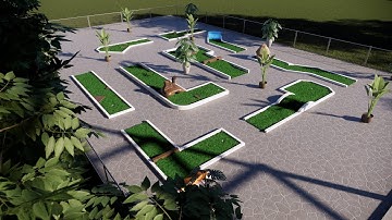 9 hole mini golf 3d rendering