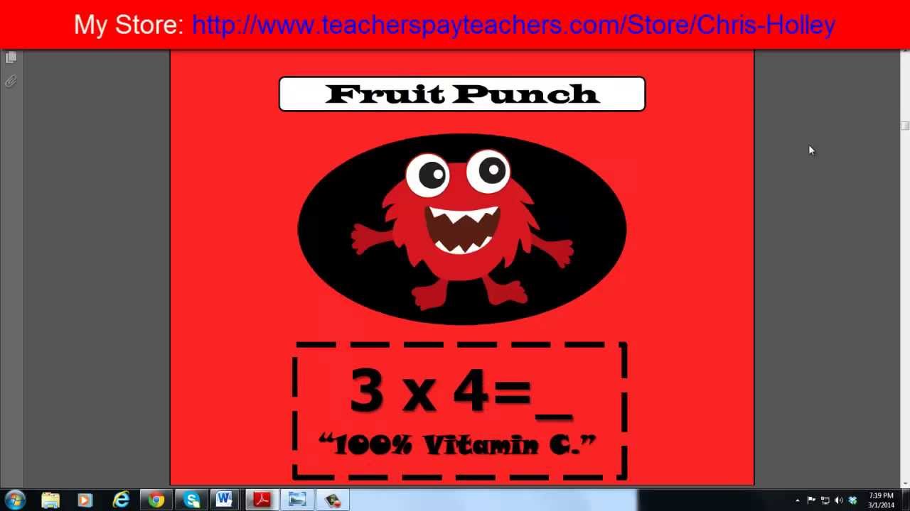 Monsters of Math Multiplication Flash Cards Preivew YouTube