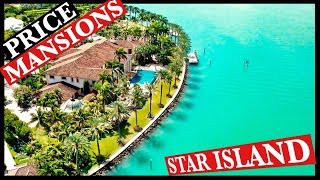 7 to 100 Million $ Mansions in Star Island Miami Beach. Drone