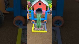 Mini Tractor Pouring Concrete Into Spiral Rebar Mold 🚜 | Satisfying Construction ASMR #Shorts
