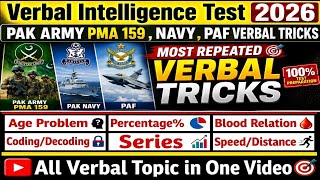 PAK NAVY, PAF, PMA 159 Verbal Intelligence Test Preparation 2026 | Most Important Repeated Questions