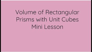 Volume of Rectangular Prisms with Unit Cubes Mini Lesson