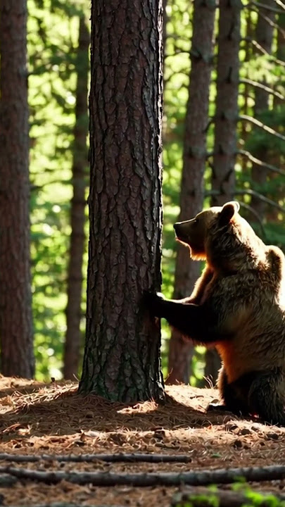 Bear’s Funny Scratch in Forest Glow! 🐻 #shorts