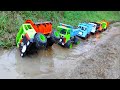 Mobil tronton panjang angkut penuh mobil mobilan, excavator, buldozer, truk molen, truk pemadam