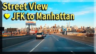 💛,JFK Airport Driving to Manhattan, New York City, USA, Street View