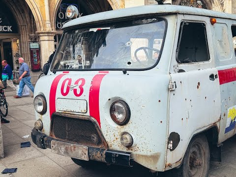 Zerschossener Rettungswagen in München