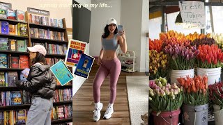 a rainy spring morning 🌱 | working out, self care, spring cleaning, new books