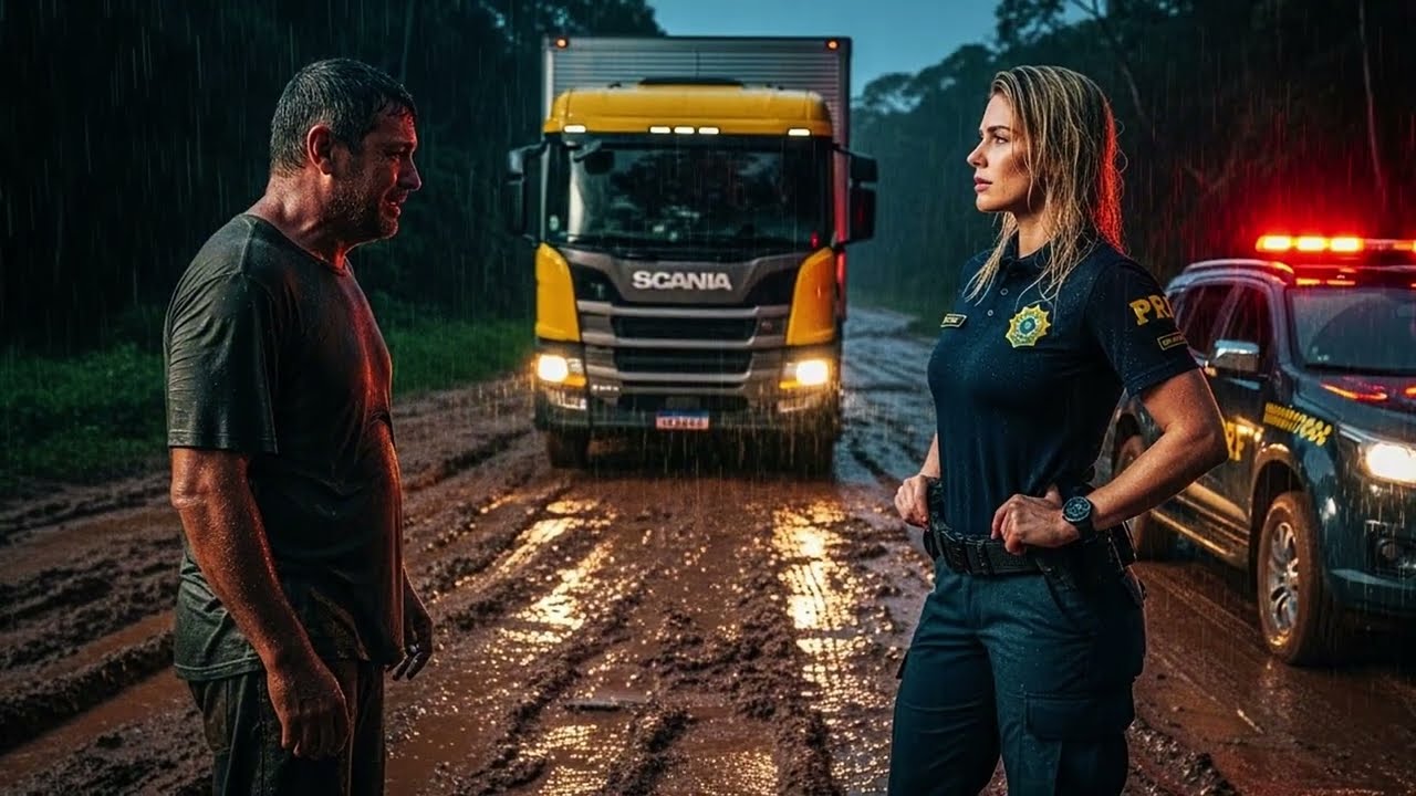 Caminhoneiro reza após cair em buraco na BR-319… e a PRF chega como resposta