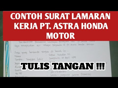 Cara Membuat Surat Lamaran Kerja Pt Astra Honda Motor Tulis