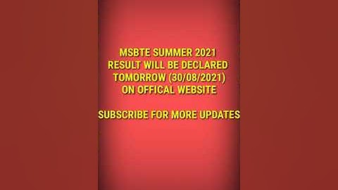 MSBTE RESULT 2021 | SUMMER 21 RESULT DATE