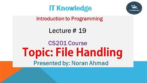 Lecture 19 | CS201 | (Introduction to Programming C++)
