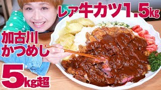 【大食い】5㎏超！極厚牛カツで「加古川かつめし」デミグラス風のソースが濃厚でめちゃうま♥【ロシアン佐藤】【Russian Sato】