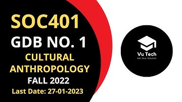 SOC401 GDB NO. 1 FALL 2022 || 100% RIGHT SOLUTION || CULTURAL ANTHROPOLOGY || BY VuTech