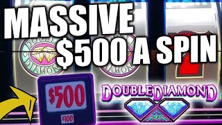 $500/SPINS ONLY! THE BIGGEST BETS YOU'LL SEE on HIGH LIMIT Double Diamond Slot Machine!