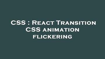 CSS : React Transition CSS animation flickering