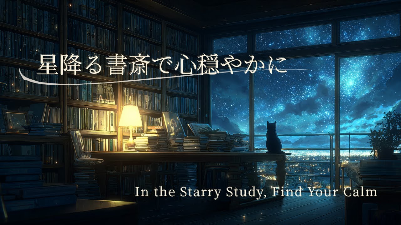 【BGM】星明かりの書斎で、心をそっと休めて🌙｜リラックス•作業用•読書用