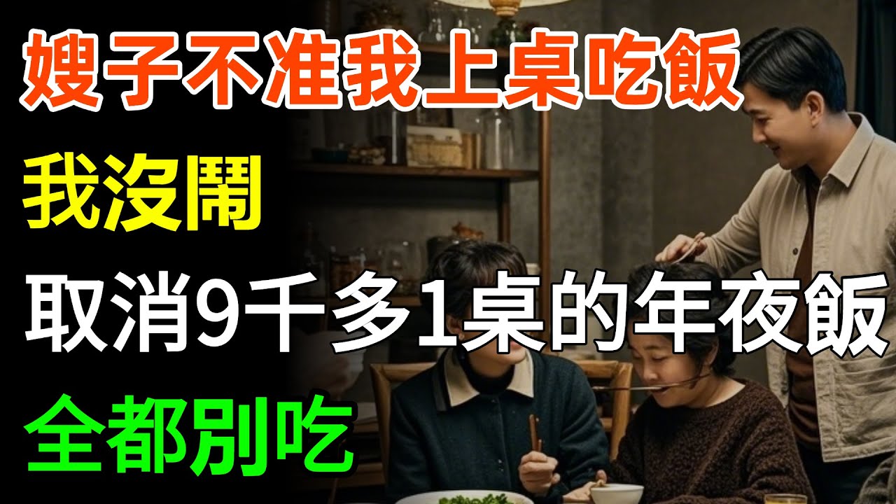 嫂子不准我上桌吃飯，我沒鬧，火速取消九千多一桌的年夜飯：全都別吃！#家庭 #故事分享 #情感