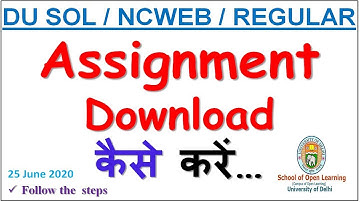 How To Download SOL Assignment Questions Paper 2020|SOL 1st & 2nd Semester Assignment Question Paper