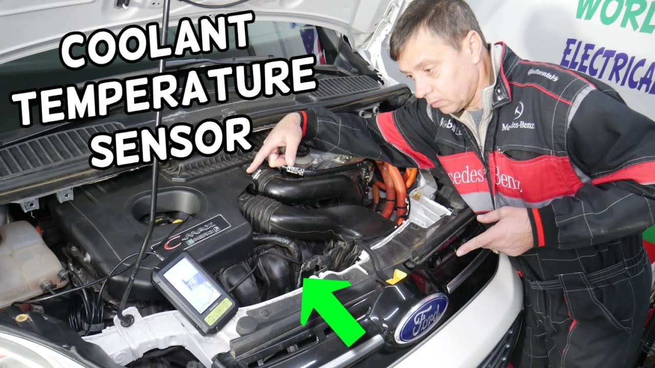 WHERE IS THE COOLANT TEMPERATURE SENSOR ON FORD C-MAX FORD FUSION LINCOLN MKZ HYBRID - YouTube