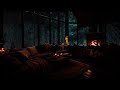 Cozy attic room ambience with rain sounds at midnight in night forest  rain for insomnia symptoms