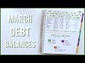 March Debt Balances + $1000 Debt Payment Goal | Romina Vasquez
