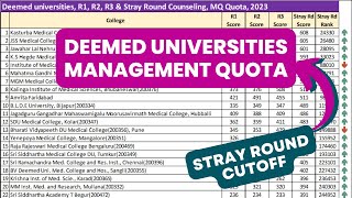 Deemed Universities Stray Round Cutoff for MBBS | 2023