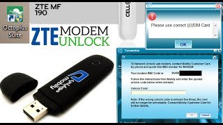 ZTE MF190 Modem Network  unlock done without credit by octoplus Suite🔓