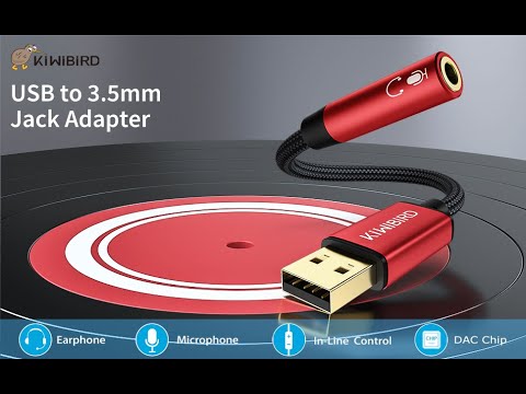 KiWiBiRD USB To 3-5mm Audio Aux Adapter- USB To Headphone Mic Jack For MacBook- Windows PC- PS4- PS5