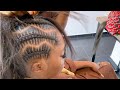 Watch us do stitch braids on thick natural hair  vlogmas day 29