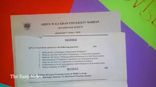 Distributed database Systems Paper | BS CS semester 7 paper, 2019 paper cs