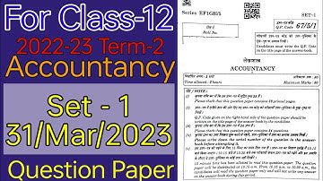 Set-1 Accountancy 31-03-2023 term-2 | Class 12 Q. paper 2022-23 | New pattern| @Gopal Sharma Classes