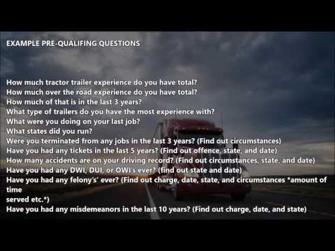 Truck Driver Recruiter Training - Pre Qualifing Truck Drivers Truck Driver Recruiter Training - Pre Qualifing Truck Drivers
