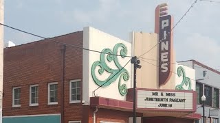 Vintage 1925 Pines movie theater Antique building tourist structure historic downtown Lufkin Texas