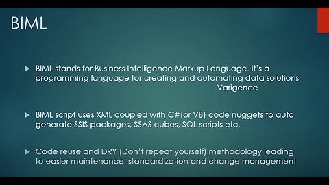 BIML 100 -  Introducing BIML to SSIS