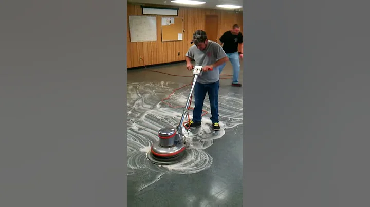 Chris Stickler Jr trying to buff floor