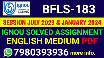 BFLS 183 Solved Assignment 2023-24 Hindi, BFLS 183 Solved Assignment 23-24, BFLS-183 Assignment