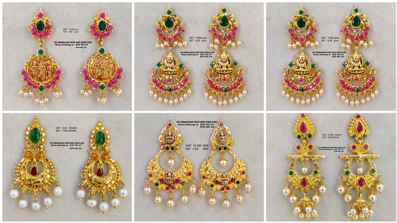 Light weight Gold Chandbali earrings  Art of Gold Jewellery Coimbatore