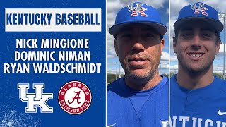 Dominic Niman, Nick Mingione, and Ryan Waldschmidt discuss Kentucky’s 7-0 shutout win over Alabama